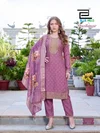 Shalimar By Blue Hills Mal Chanderi Foil Print Kurti With Pant Dupatta